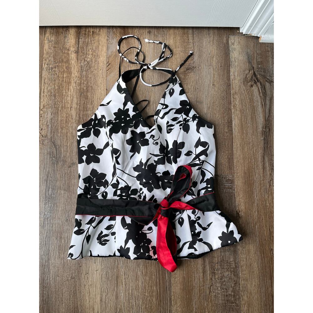 NWT Xscape Floral Dressy Silk Halter Top with Belt Size 14